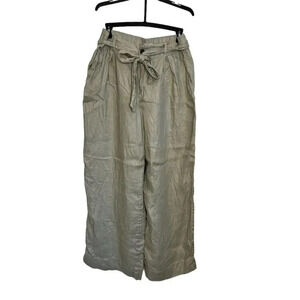 Joie Women's Wide Leg Linen Pants Green Size L Casual Drawstring